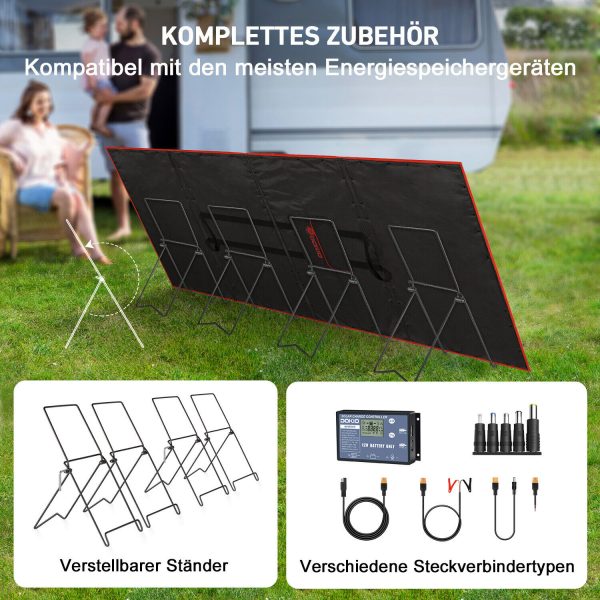 Dokio Solarpanel 300w Faltbar Tragbar 12V Solar für Camping Wohnmobil Kraftwerk