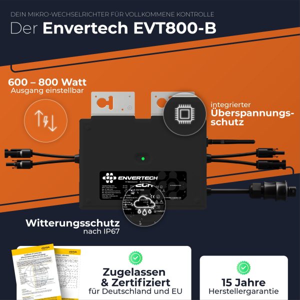 Balkonkraftwerk mit Speicher All in One 1000 Wp / 800 Watt komplett Steckdose