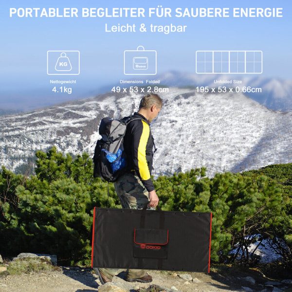 Dokio Solarpanel 300w Faltbar Tragbar 12V Solar für Camping Wohnmobil Kraftwerk