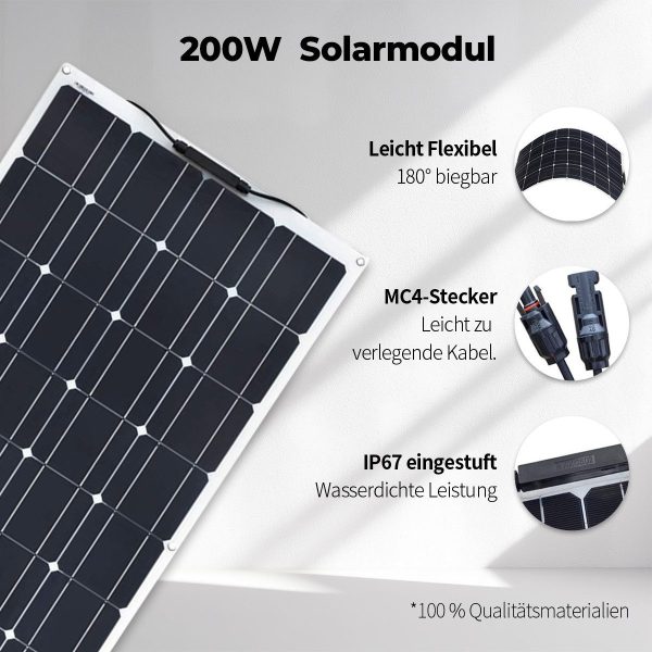 Balkonkraftwerk 200W Solarpanel für Wohnmobile, Camping, Balkonkraftwerk