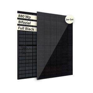 Balkonkraftwerk leistungsstarkes Solaranlage Set mit 2 Modulen Bifazial Full-Black