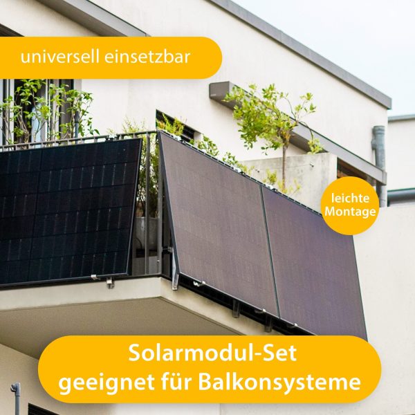 Balkonkraftwerk leistungsstarkes Solaranlage Set mit 2 Modulen Bifazial Full-Black