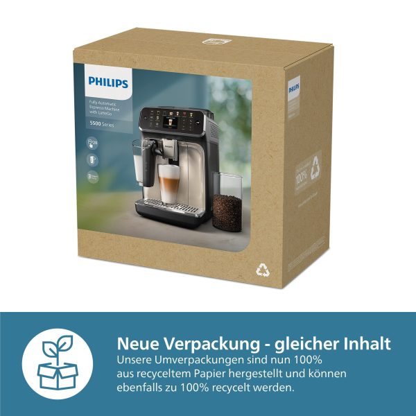 Kaffeevollautomat EP5547/90 5500 Series, 20 Kaffeespezialitäten (heiß oder eisgekühlt), Chrom-Schwarz