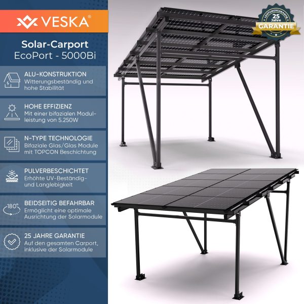 Solarmodul Solar Carport Glas/Glas PV Garage