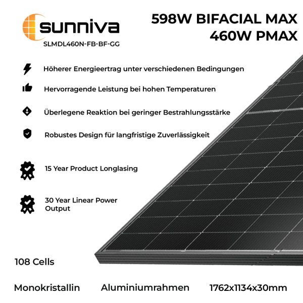 Balkonkraftwerk Solarpanele - Bifacial 598 Watt -