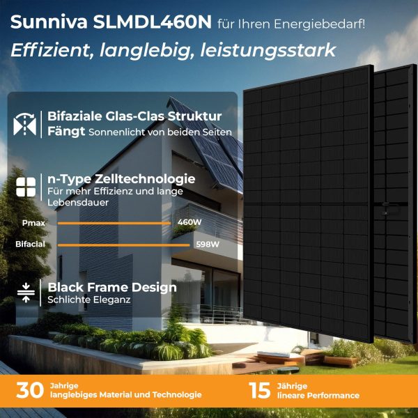 Balkonkraftwerk Solarpanele - Bifacial 598 Watt -